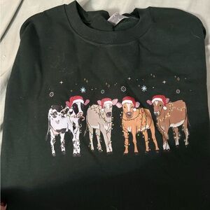 Womens Green Holiday Cow Shirt
